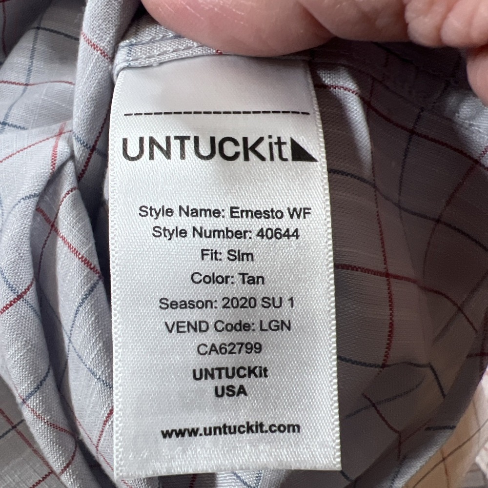 UNTUCKit Shirt Mens Medium Gray Window Pane Button Down Long Sleeve - Picture 8 of 9